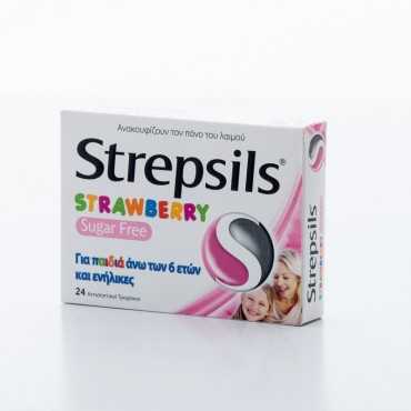 Strepsils Strawberry Sugar Free For Children & Adults  24's