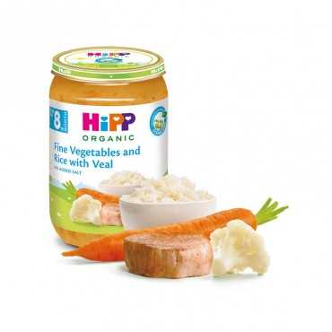 HiPP Fine Vegetables and Rice with Veal, BIO, 220g