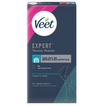 VEET COLD WAX LEGS STRIPS, SENSITIVE SKIN, 20 PCS